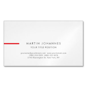 Moderne rote Linie Schwarz-Weiß Visitenkarte Magnetische Visitenkarte