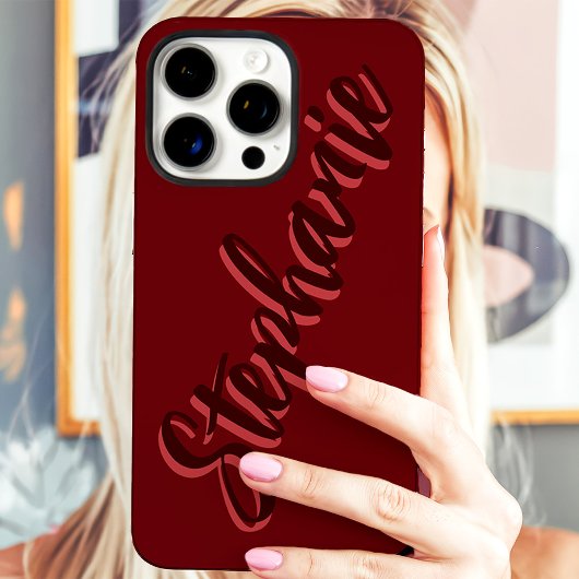 Moderne rote minimalistische Skriptname Case-Mate iPhone Hülle