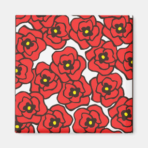 Moderne rote Mohnblumen-Blumendruck Magenet Magnet