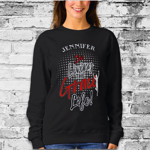Moderne rote Monogramm-Gewinner im Leben des Grace Sweatshirt