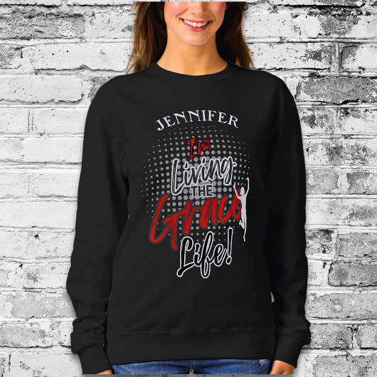 Moderne rote Monogramm-Gewinner im Leben des Grace Sweatshirt