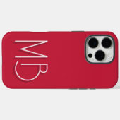 Moderne Rote Monogramm-Initialen des Kardinals Case-Mate iPhone Hülle (Rückseite (Horizontal))