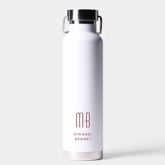 Moderne rote Monogramm Trinkflasche (Vorne)