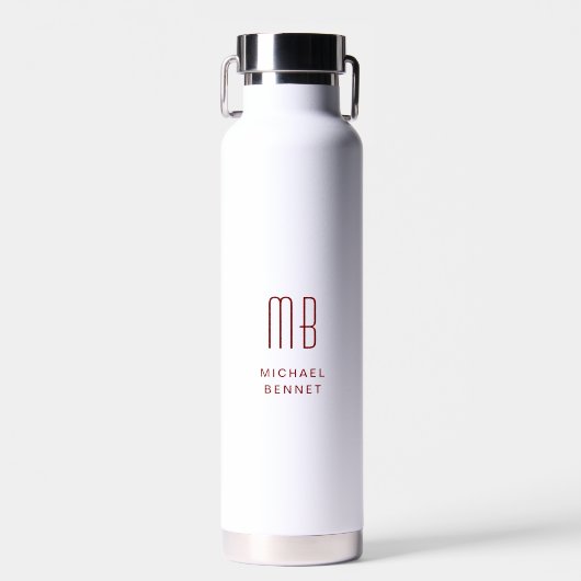 Moderne rote Monogramm Trinkflasche (Vorne)