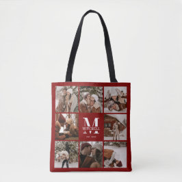 Moderne rote Monogramm und Personalisierte Fotolag Tasche
