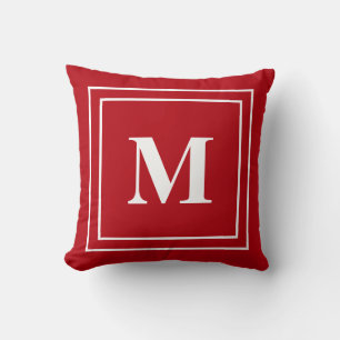Moderne rote Monogramm-Wurfkissen Kissen