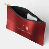 Moderne rote Monogramm Zubehörtasche (Offen)