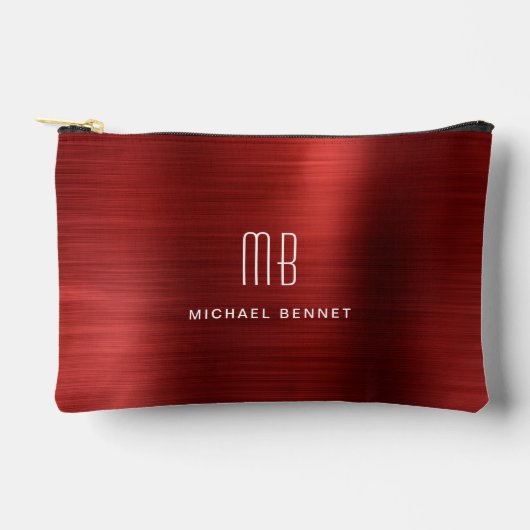 Moderne rote Monogramm Zubehörtasche (Vorderseite)