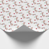 Moderne rote Nose Rentierfarbenleuchten Geschenkpapier (Ecke)