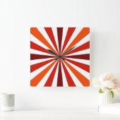 Moderne rote/orangefarbene Streifenuhr Quadratische Wanduhr (Zuhause)