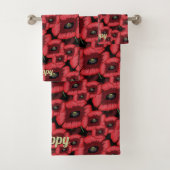 Moderne Rote Pfeffer Blumenbadehandtücher Badhandtuch Set (Insitu)