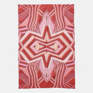 Moderne Rote Pink Geometrie Küchentuch