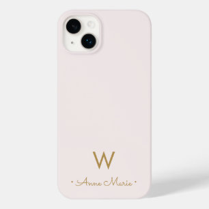 Moderne Röte-Pink-Gold-Schrift-Monogramm Case-Mate iPhone 14 Plus Hülle