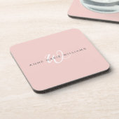 Moderne Röte-Pink-Weiß-Schrift-Monogramm Getränkeuntersetzer (Linke Seite)