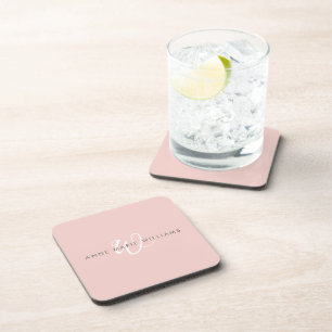 Moderne Röte-Pink-Weiß-Schrift-Monogramm Getränkeuntersetzer