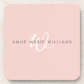 Moderne Röte-Pink-Weiß-Schrift-Monogramm Getränkeuntersetzer (Vorderseite)