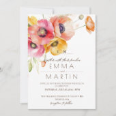 Moderne Rote Poppies Blumenhochzeit Einladung (Vorderseite)