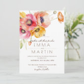 Moderne Rote Poppies Blumenhochzeit Einladung (Stehend Vorderseite)