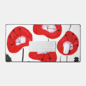 Moderne Rote Poppies mit moderner Wasserfarbe Stil Schreibtischunterlage (Tastatur & Maus)