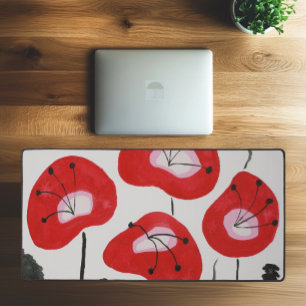 Moderne Rote Poppies mit moderner Wasserfarbe Stil Schreibtischunterlage