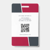 Moderne rote professionelle Mitarbeiter-Foto-ID Ausweis (Rückseite)