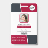 Moderne rote professionelle Mitarbeiter-Foto-ID Ausweis (Vorderseite)