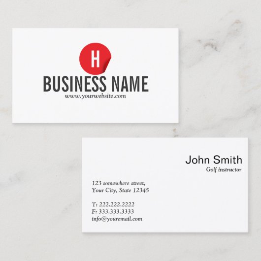 Moderne rote Punkt-Golf-Visitenkarte Visitenkarte (Vorne/Hinten)