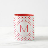 Moderne rote Punkte-Muster Süße Anfangsbuchstaben- Tasse (Zentrum)