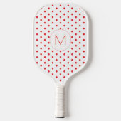 Moderne rote Punkte-Muster Süße Anfangsmonogramm Pickleball Schläger (Rückseite)