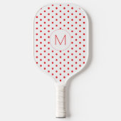 Moderne rote Punkte-Muster Süße Anfangsmonogramm Pickleball Schläger (Vorderseite)