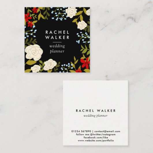 Moderne rote quadratische Planer-mit Quadratische Visitenkarte (Vorne/Hinten)