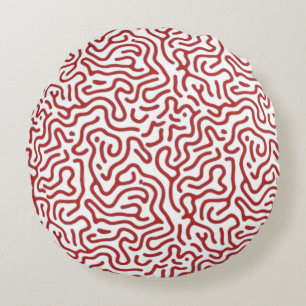 Moderne rote Reaktions-Diffusions-organische Abstr Rundes Kissen