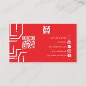 Moderne rote RedTech-Leiterplatten-QR-Code-Visiten Visitenkarte (Rückseite)