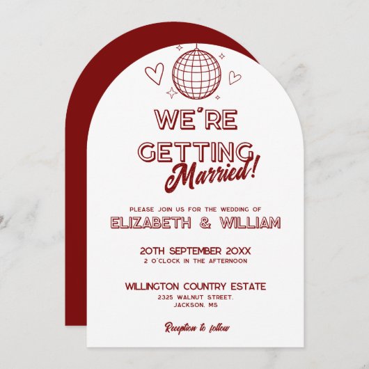 Moderne Rote Retro Disco Einladung (Vorne/Hinten)