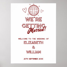 Moderne Rote Retro Disco Poster