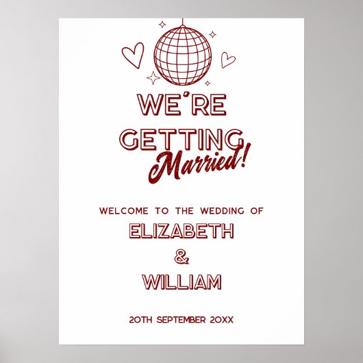 Moderne Rote Retro Disco Poster (Vorne)