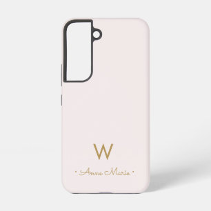 Moderne Röte Rosa Gold Schrift Monogramm Samsung Galaxy Hülle