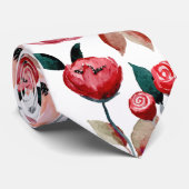 Moderne Rote Rose Blumenwetter Hochzeit Krawatte (Gerollt)