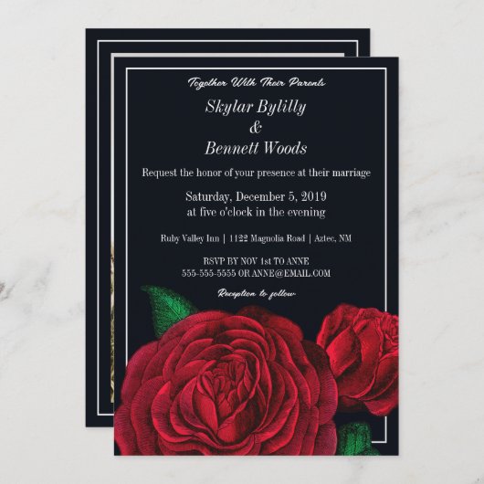 Moderne Rote Rose Einladung (Vorne/Hinten)