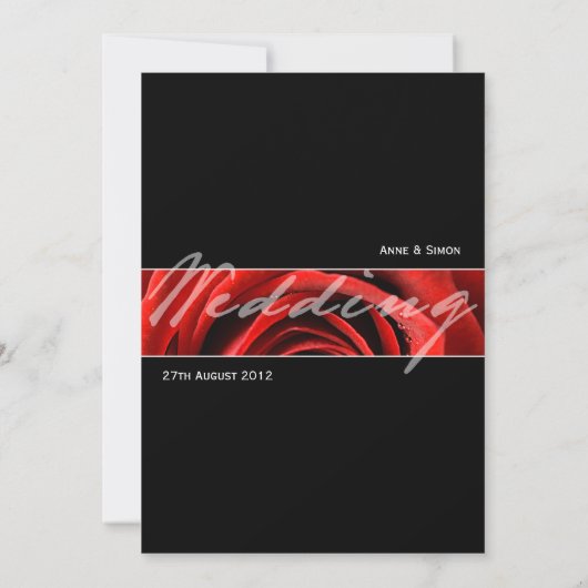 Moderne Rote Rose Hochzeit Einladung 5 x 7 (Rückseite)