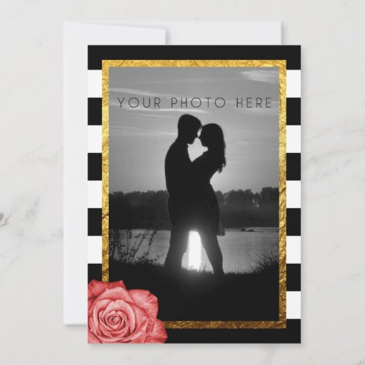 Moderne Rote Rose Imitate Gold Foods Engagement Pa Einladung (Rückseite)