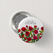Moderne rote Rose Minimalistischer Name Ich liebe Button (Vorne & Hinten)