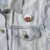 Moderne rote Rose Minimalistischer Name Ich liebe Button (Beispiel)