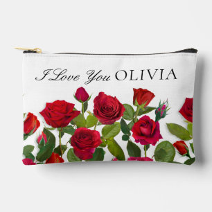 Moderne rote Rose Minimalistischer Name Ich liebe Zubehörtasche