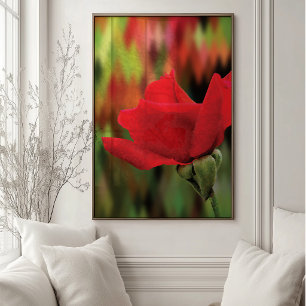 Moderne rote Rose mit hoher Polygonzahl Botanisc Poster