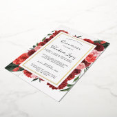 Moderne Rote Rose Quinceanera Gold Folieneinladung (Gedreht)