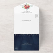 Moderne Rote Rosen Blumenmarinebräu All In One Einladung (Außenbereich)