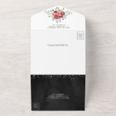 Moderne Rote Rosen Blumenschwarz Hochzeit All In One Einladung (Außenbereich)