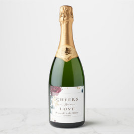 Moderne Rote Rosen Frühjahrssommer Schaumweinetikett