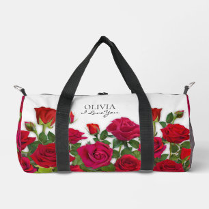 Moderne rote Rosen Garten Minimalist Ich liebe Nam Duffle Bag